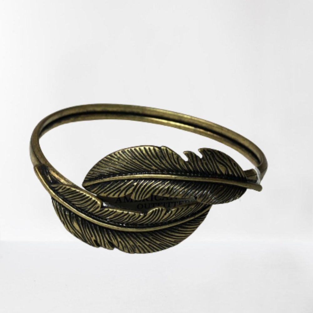 American Eagle Feather Bangle Cuff Bracelet